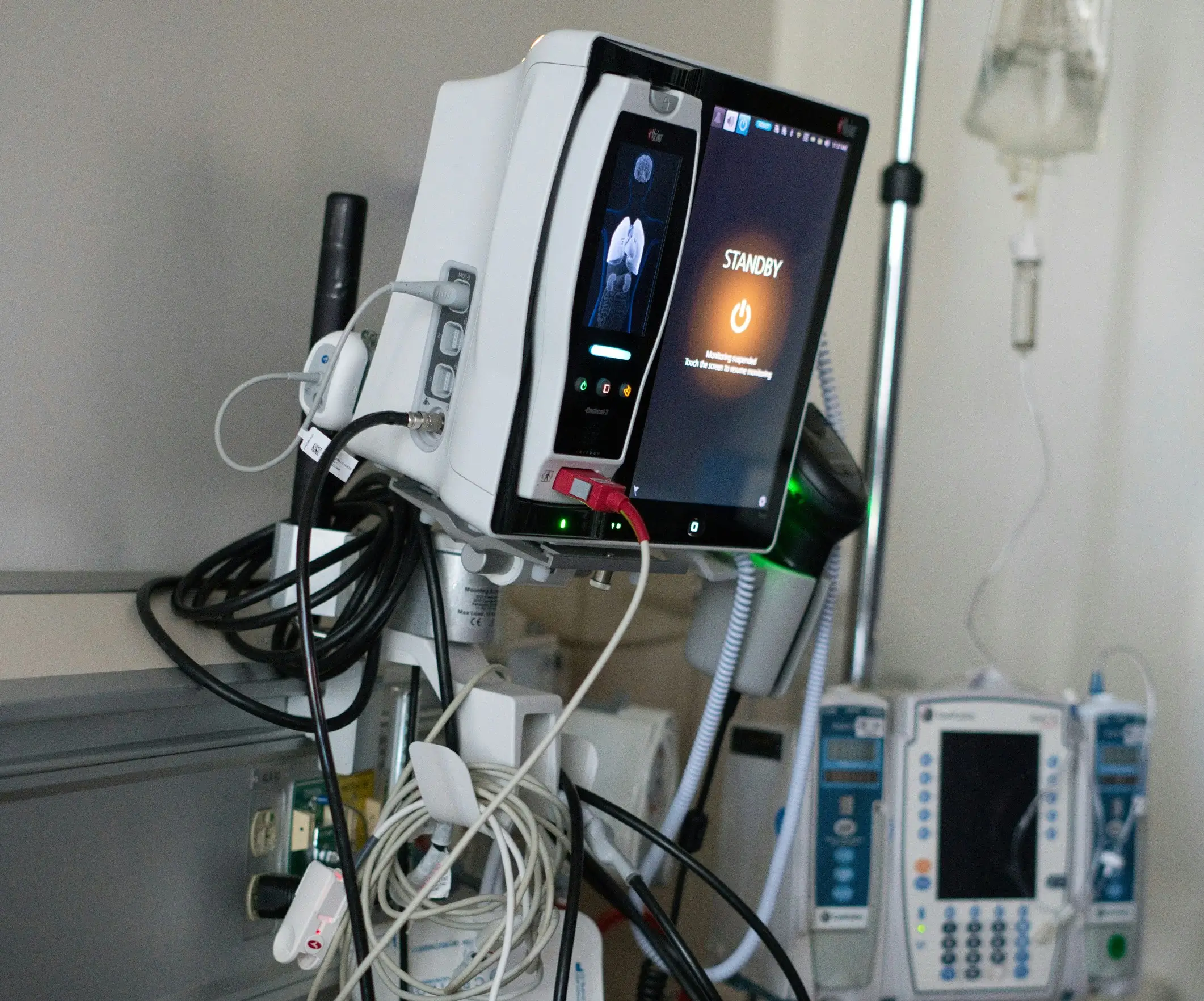 ICU with medical equipment and patient monitoring